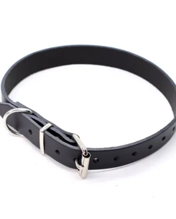 Sort Hunde Halsbånd   Læder Halsrem 25 Mm   60 Cm