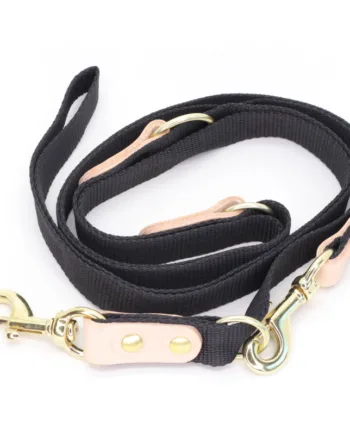 Sort Hundesnor Med Karabinhage Dressurline 25 Mm   250 Cm   Webbing