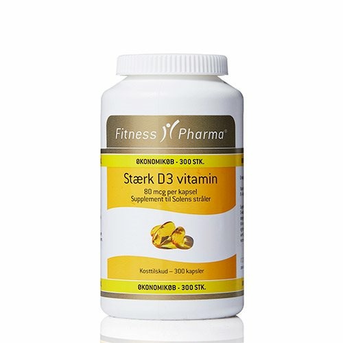 Stærk D3 Vitamin Fitness Pharma 300 Kapsler
