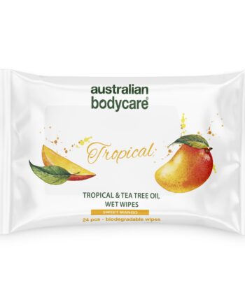 Tropical Vådservietter Med Mango   Tea Tree Oil 24 Stk     Til Daglig Rens Af Krop Og Ansigt   Stk