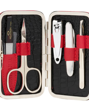 Truefitt   Hill Manicuresæt    Dele  Faux Croc  Black   Red