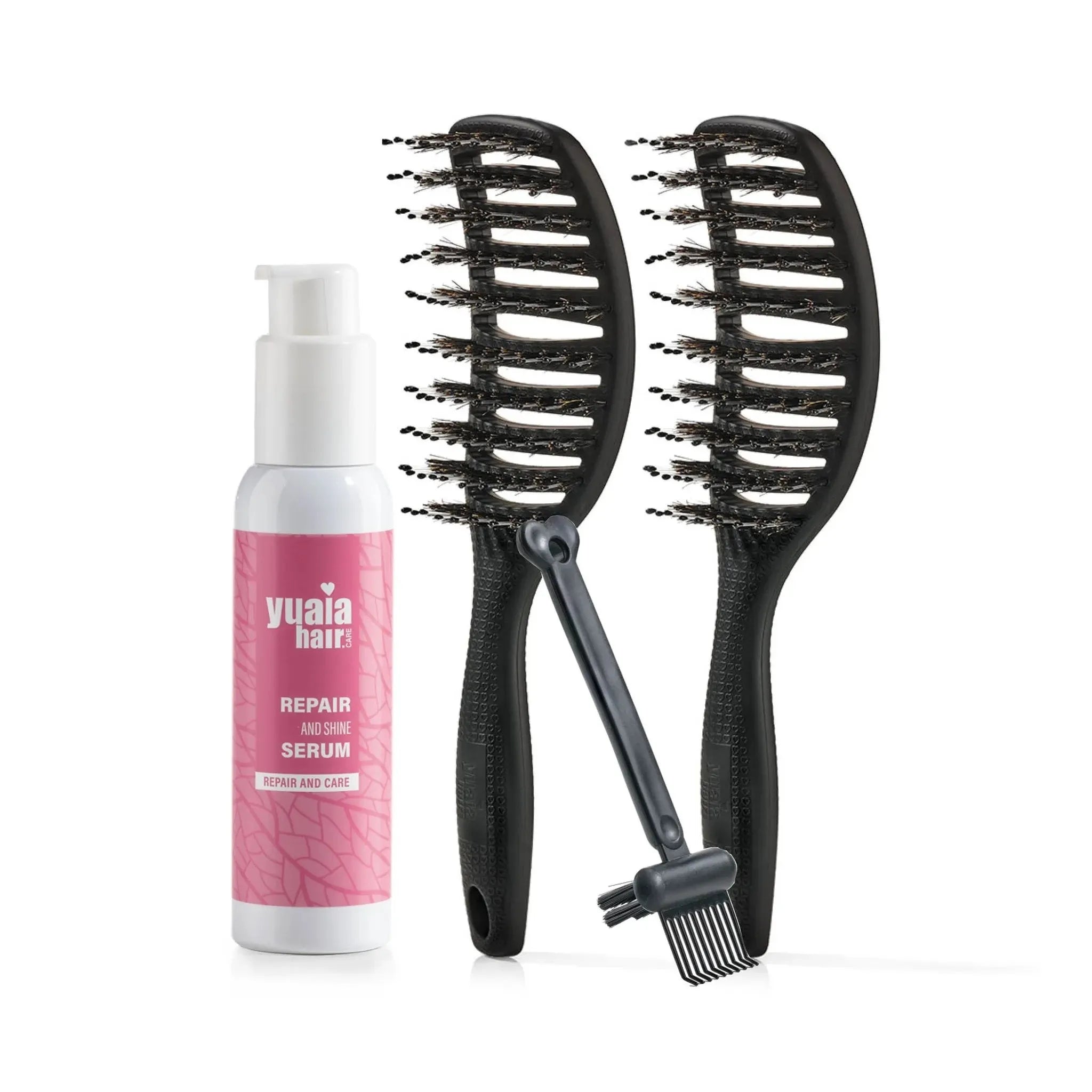 Ultimative Detangler Sæt Stk Soft Black Gratis Hårserum Og Cleaning Brush