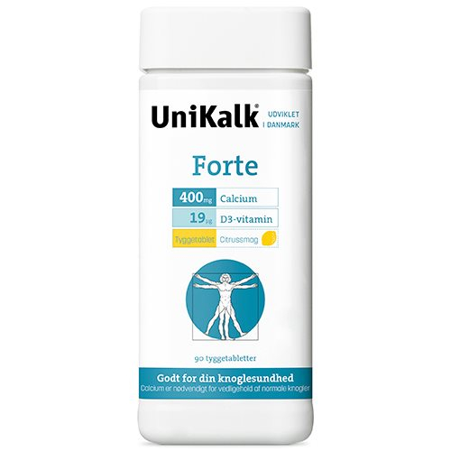 Orkla Unikalk Forte Tyggetablet    Citrussmag 90 Tab - Udløb 02 26
