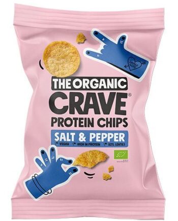 Veganske Protein Chips    Salt   Pepper økologiske 75 Gram
