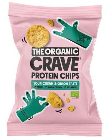 Veganske Protein Chips    Sour Cream   Onion økologiske 75 Gram