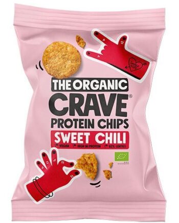 Veganske Protein Chips    Sweet Chili økologiske 75 Gram