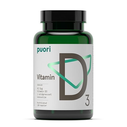 Vitamin D3 62 5mcg   Kokosolie Puori 120 Kapsler