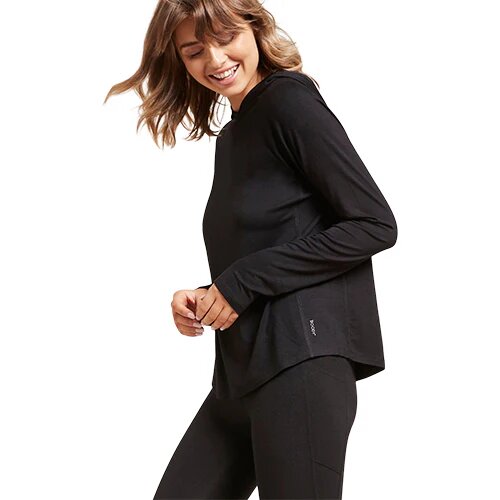 Women Long Sleeve Hooded -shirt Black Str Xs