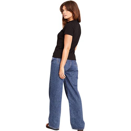 Women Ribbed Crew Neck -shirt Sort Str