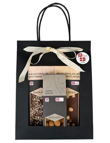 økoladen Gourmet Gavepose Creme        Chokoladeplader Samt Dragée Mandler  240g