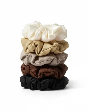 -pak Soft Satin Scrunchies Medium Coffee
