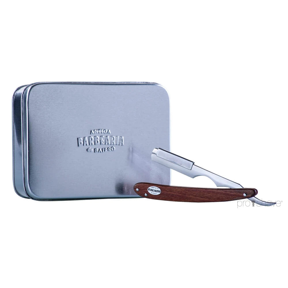 Antiga Barbearia De Bairro Straight Razor Med Udskiftelige Blade Træ
