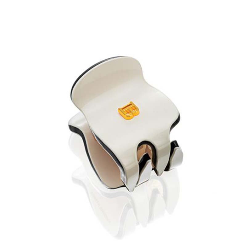 Balmain Cellulose Acetate Pince Cheveux Extra Small White Black