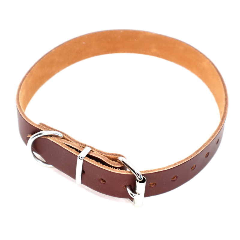 Brunt Hunde Halsbånd   Læder  Læder Halsrem 25 Mm   60 Cm