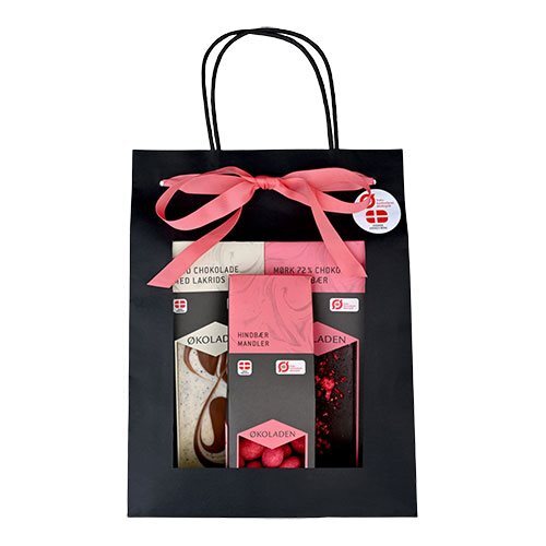 Gourmet Gavepose Pink        Chokoladeplader Samt Dragée Mandler  240g