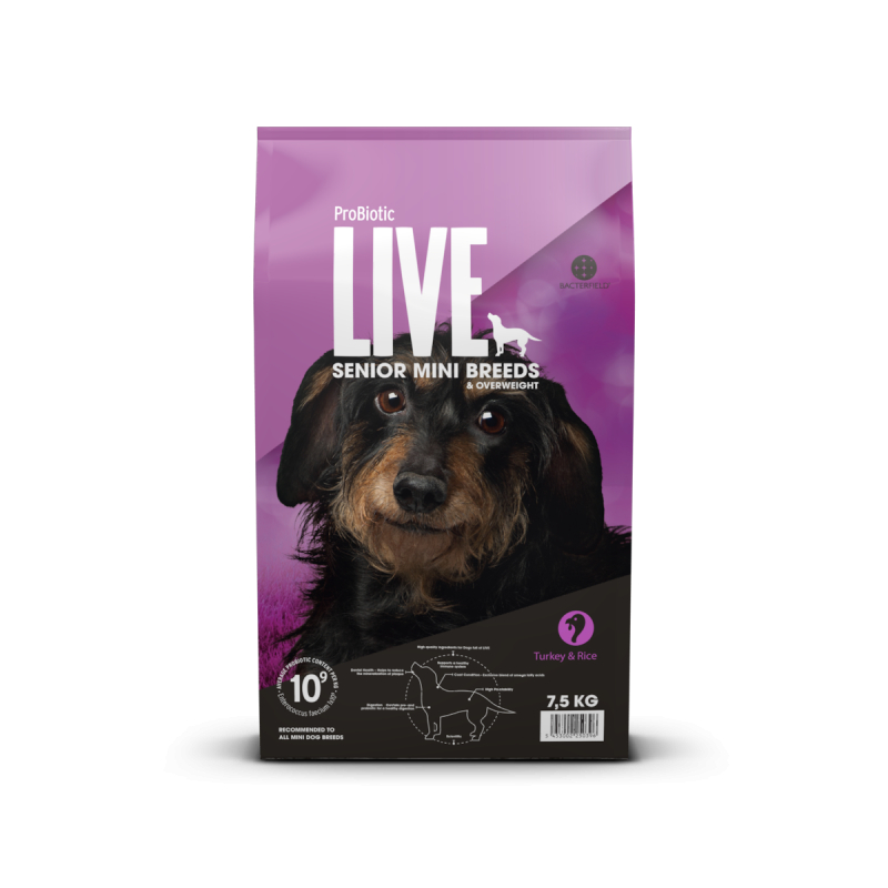 Kg   Probiotic Live  Senior Mini Breeds Seniorfoder Med Kalkun Til Små Hunderacer