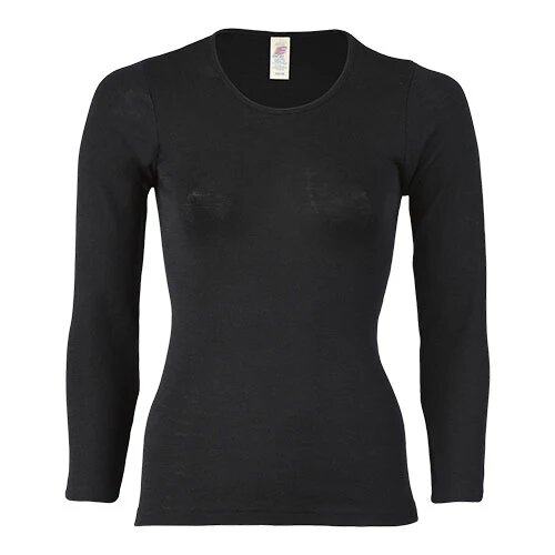 Langærmet Bluse Uld Silke Black Str 46 48