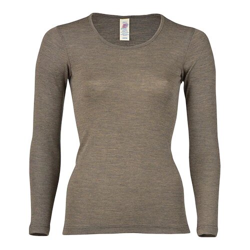 Langærmet Bluse Uld Silke Walnut Str 38 40