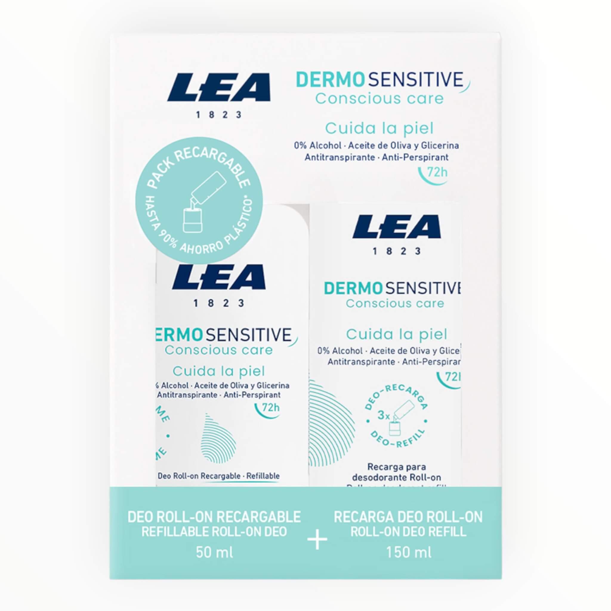 Lea Classic Gaveæske Med Genopfyldelig Roll-on Deodorant   Refill  Dermo Sensitive