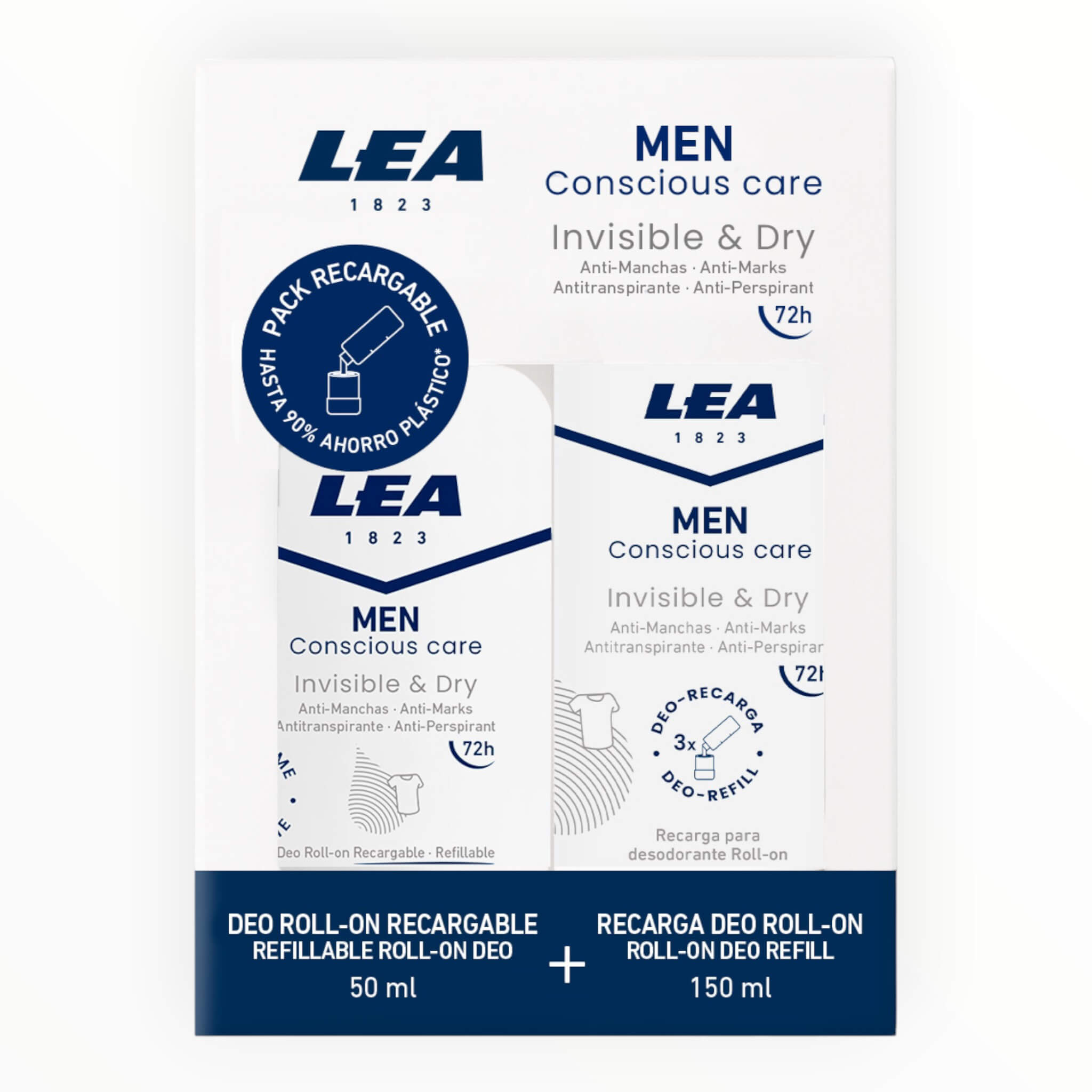 Lea Classic Gaveæske Med Genopfyldelig Roll-on Deodorant   Refill  Invisible   Dry  Men