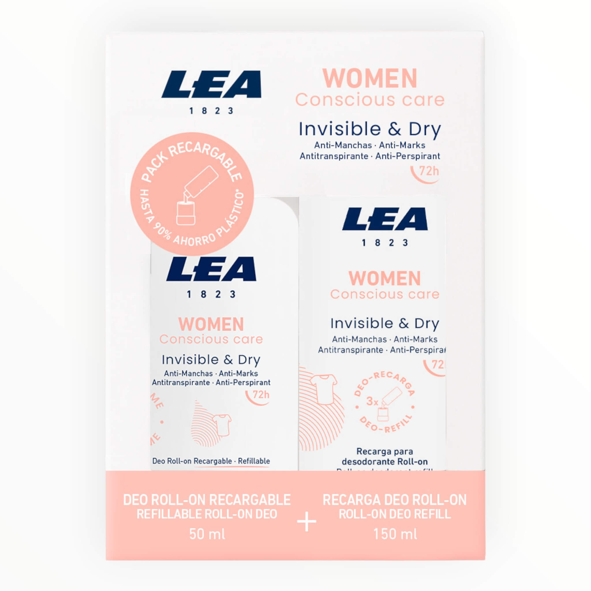 Lea Classic Gaveæske Med Genopfyldelig Roll-on Deodorant   Refill  Invisible   Dry  Women