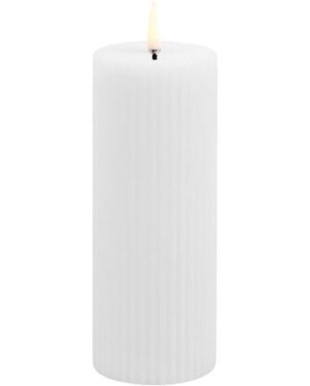 Led Pillar Candle Grooved  Smooth    8x15 Cm Nordic White   Stk