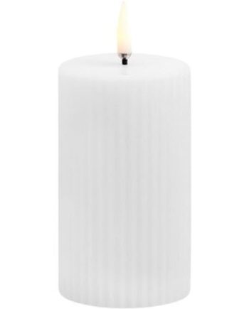 Led Pillar Candle Grooved  Smooth    8x10 Cm Nordic White   Stk