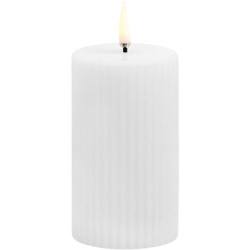 Led Pillar Candle Grooved  Smooth    8x10 Cm Nordic White   Stk