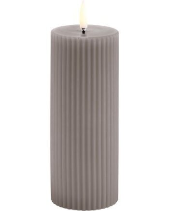 Led Pillar Candle Grooved  Smooth    8x15 Cm Sandstone   Stk