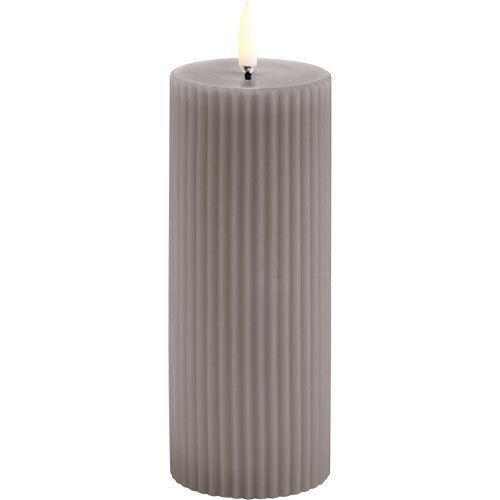 Led Pillar Candle Grooved  Smooth    8x15 Cm Sandstone   Stk
