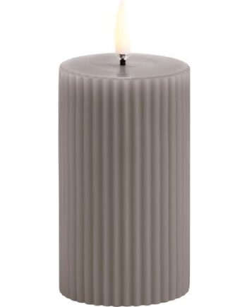 Led Pillar Candle Grooved  Smooth    8x10 Cm Sandstone   Stk