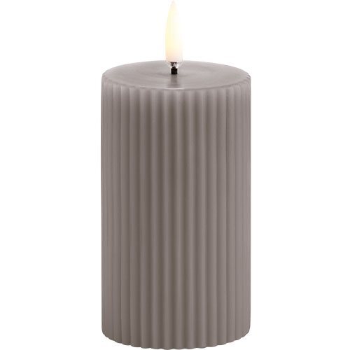 Led Pillar Candle Grooved  Smooth    8x10 Cm Sandstone   Stk