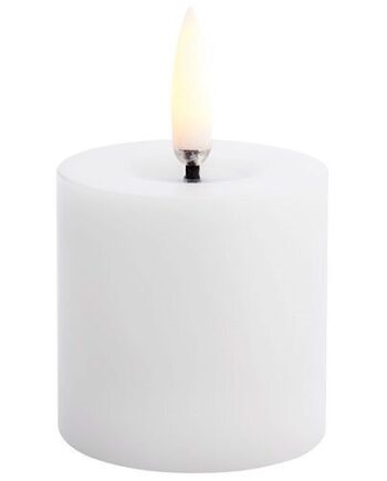 Led Pillar Melted Candle  Smooth  5x4   Cm Nordic White   Stk