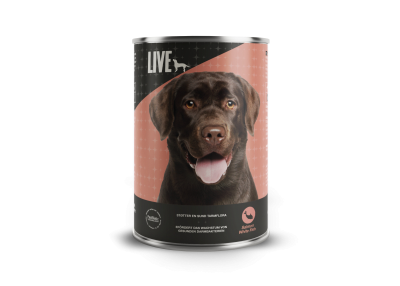 Live Dog Vådfoder Med Laks Hvid Fisk 395 Gram