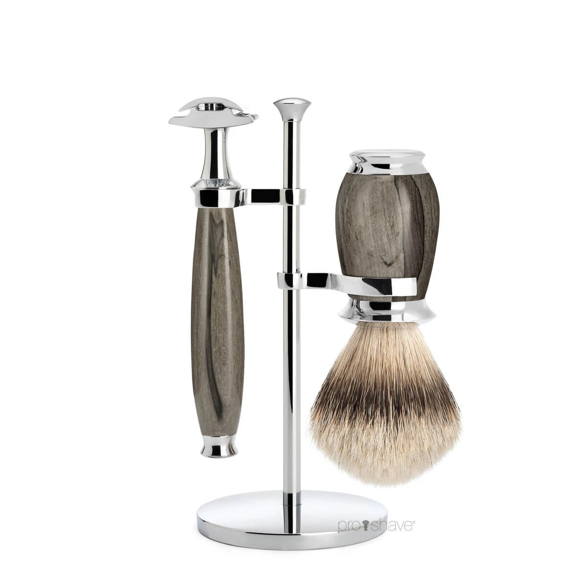 Mühle Shaving Barbersæt Med De-skraber Barberkost Og Holder Purist Grained Beech