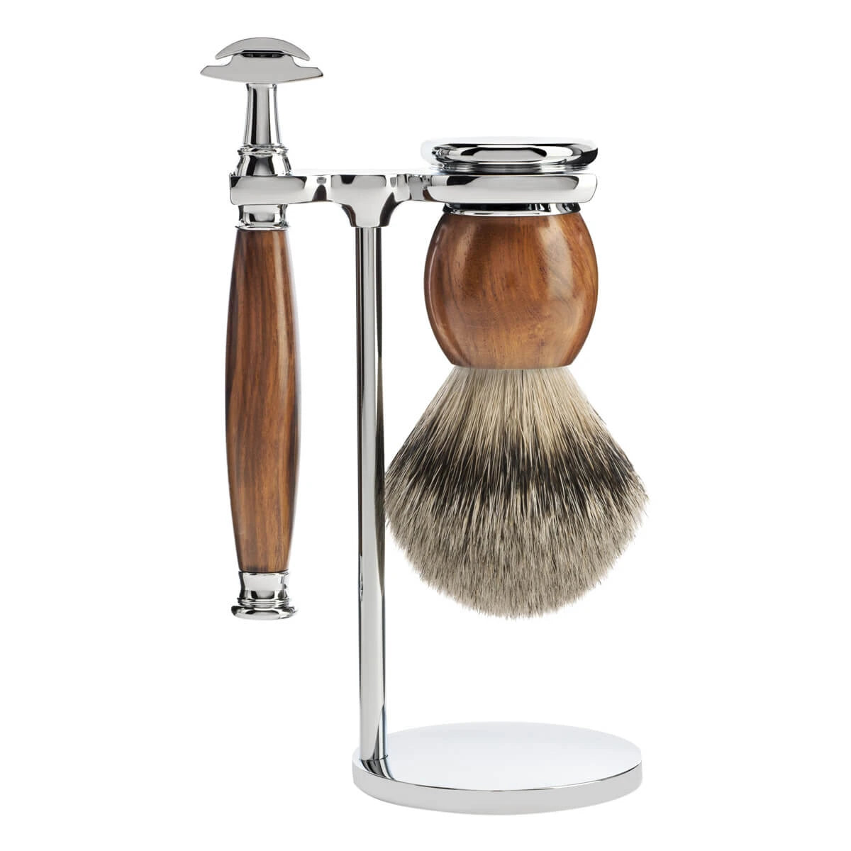 Mühle Shaving Barbersæt Med De-skraber Barberkost Og Holder Sophist Ironwood
