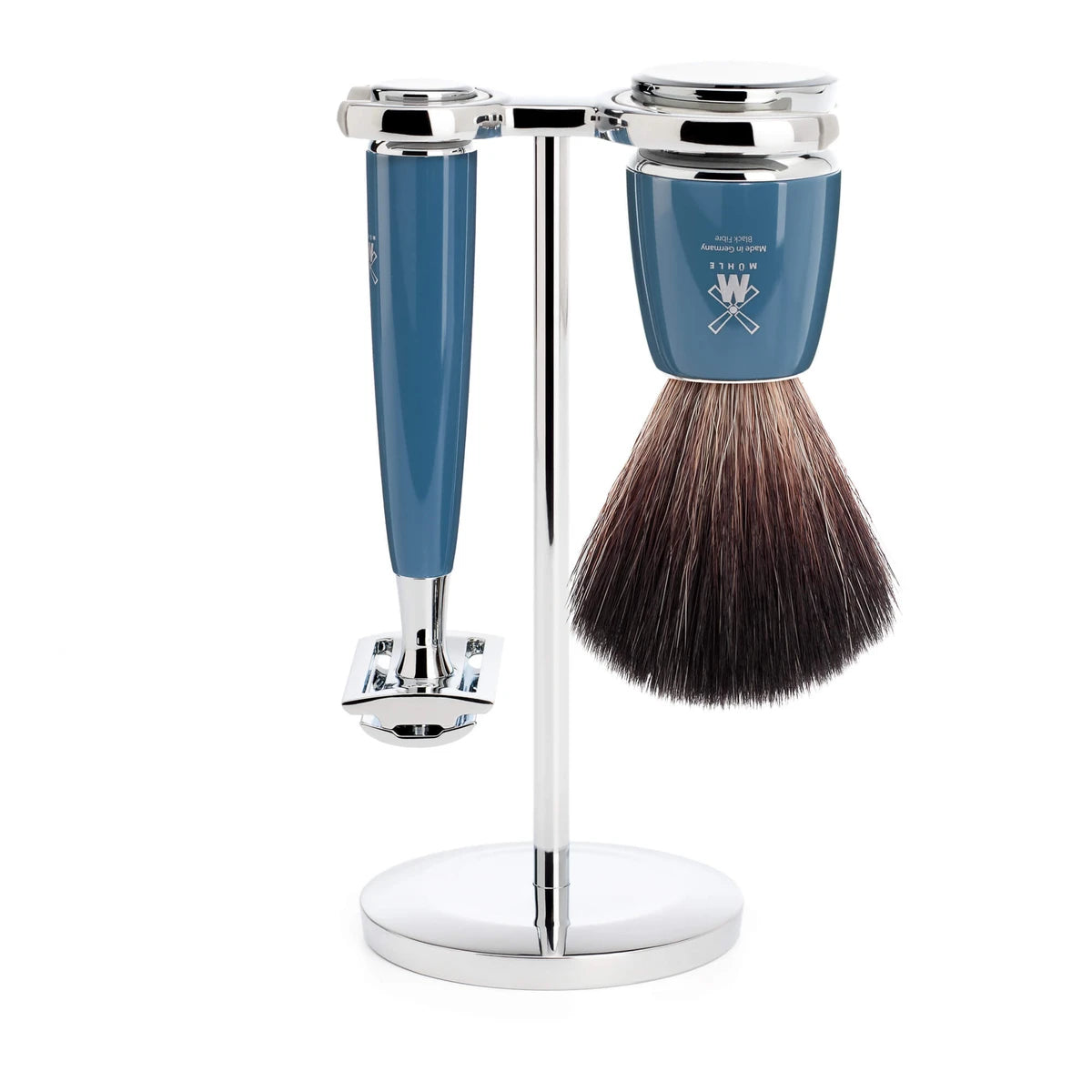 Mühle Shaving Barbersæt Med De-skraber Fibre Barberkost Og Holder Rytmo Petroleumsblå