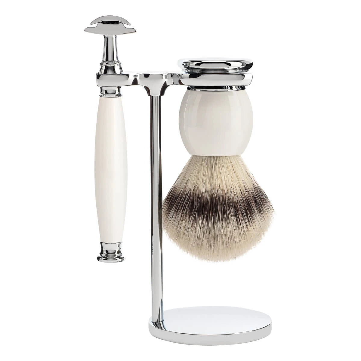 Mühle Shaving Barbersæt Med De-skraber Silvertip Fibreâ Barberkost Og Holder Sophist Porcelæn