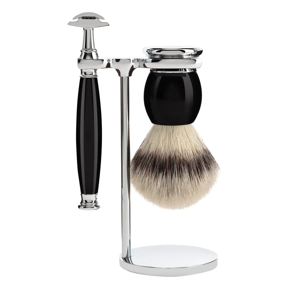 Mühle Shaving Barbersæt Med De-skraber Silvertip Fibreâ Barberkost Og Holder Sophist Sort Kunstharpiks