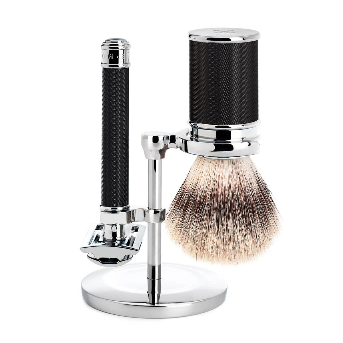 Mühle Shaving Barbersæt Med De-skraber Silvertip Fibreâ Barberkost Og Holder Traditional Black