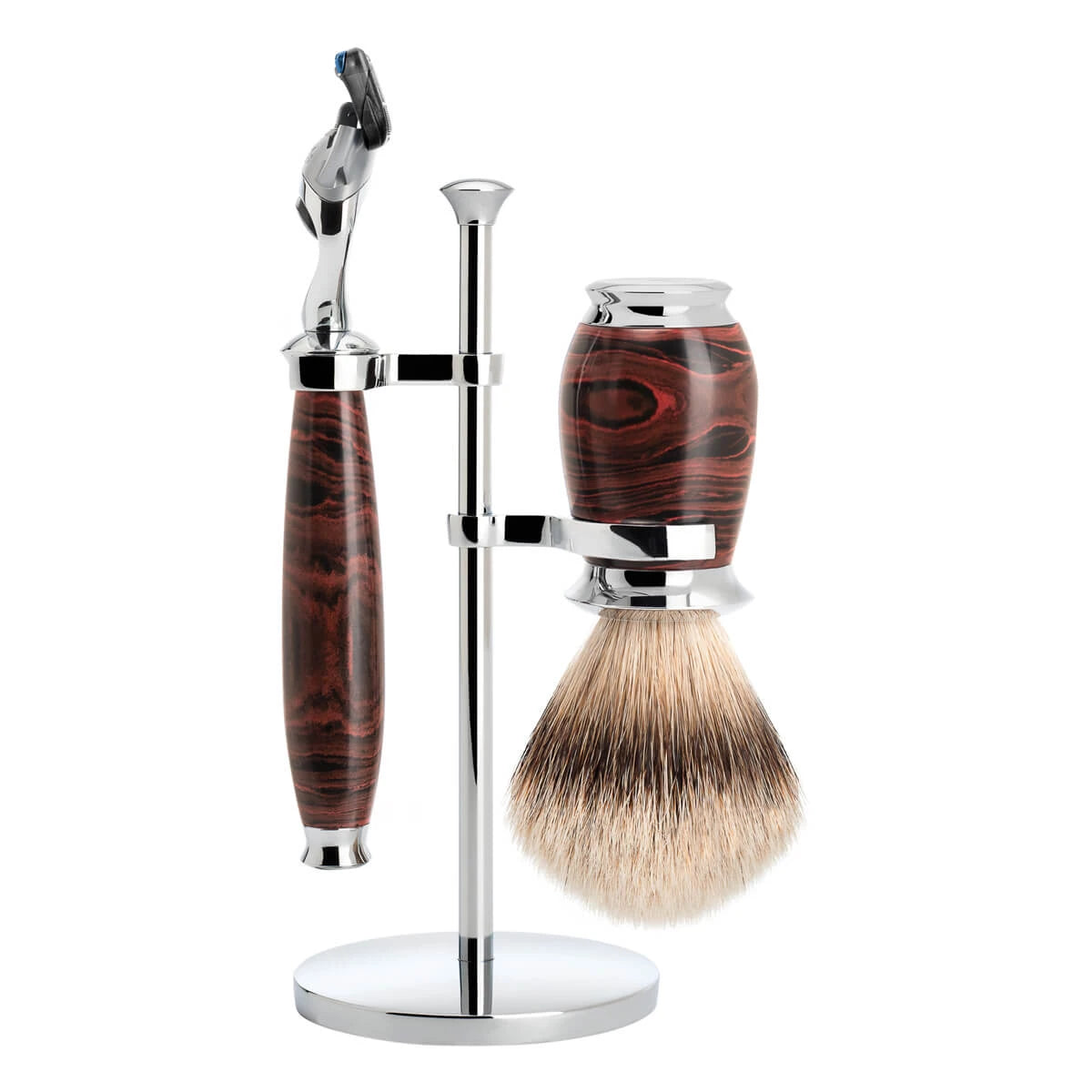 Mühle Shaving Barbersæt Med Fusion Skraber Barberkost Og Holder Purist Ebonite
