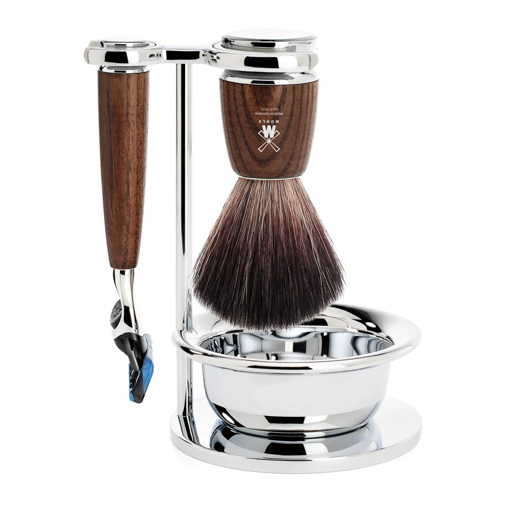 Mühle Shaving Barbersæt Med Fusion Skraber Børste Holder Og Skål Rytmo Ask