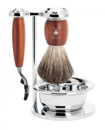 Mühle Shaving Barbersæt Med Mach3 Skraber  Barberkost  Holder Og Skål  Vivo  Blommetræ