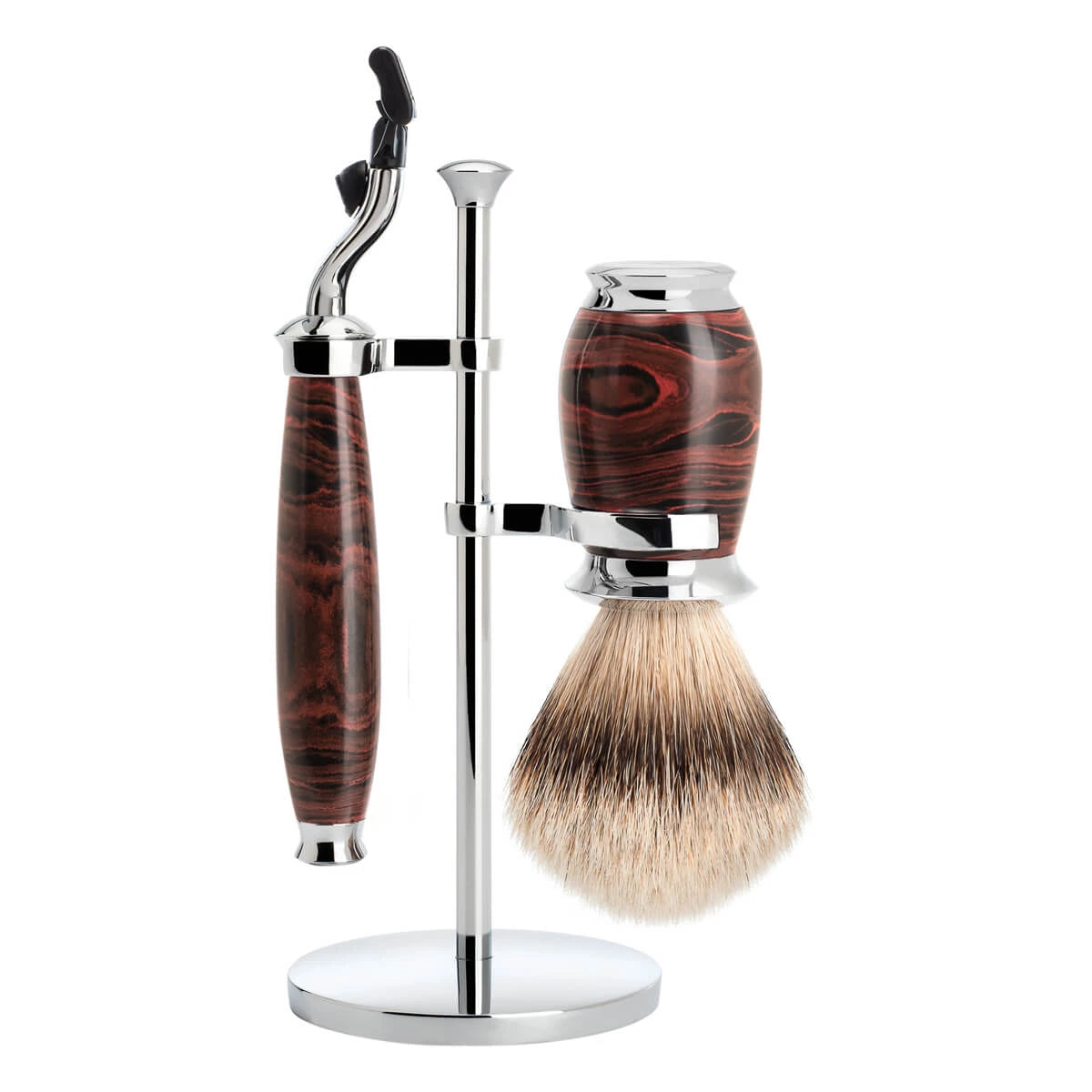 Mühle Shaving Barbersæt Med Mach3 Skraber Barberkost Og Holder Purist Ebonite