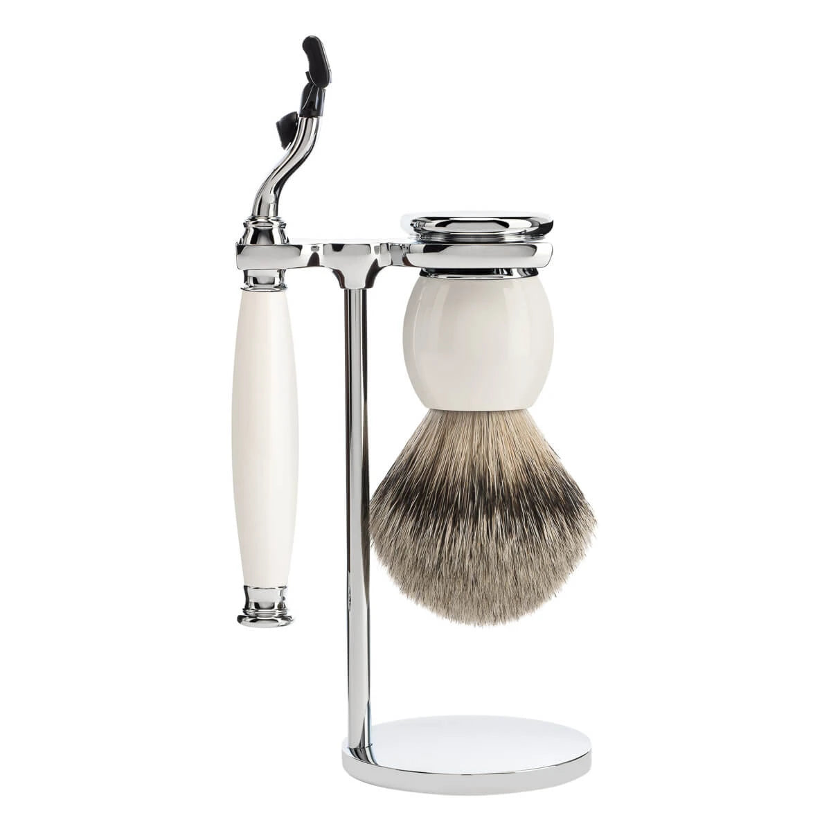 Mühle Shaving Barbersæt Med Mach3 Skraber Barberkost Og Holder Sophist Porcelæn