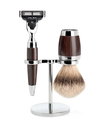 Mühle Shaving Barbersæt Med Mach3 Skraber  Barberkost Og Holder  Stylo  African Blackwood