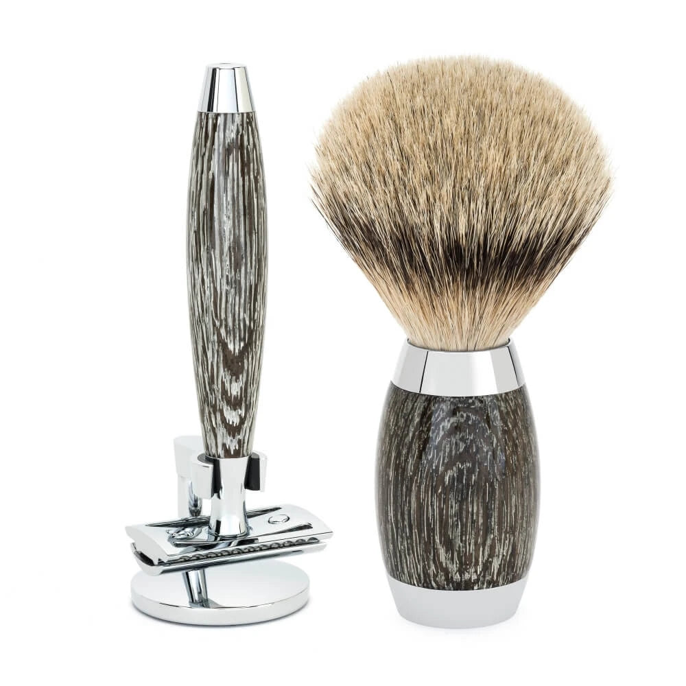Mühle Shaving Edition No Barbersæt Med De-skraber Silvertip Badger Barberkost Og Holder Til Skraber Moseeg Sterling Sølv