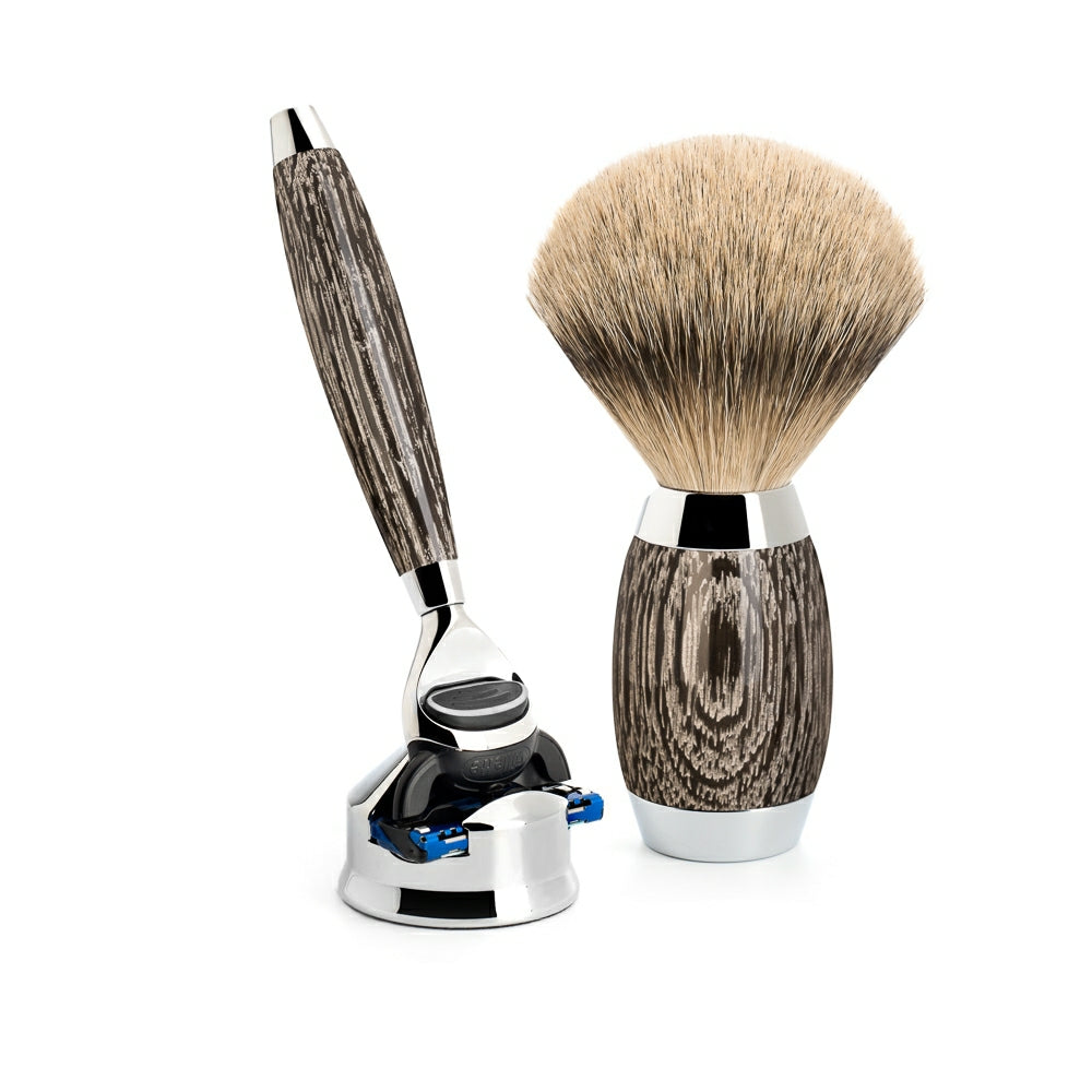 Mühle Shaving Edition No Barbersæt Med Skraber Barberkost Og Holder Til Skraber Moseeg Sterling Sølv