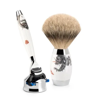 Mühle Shaving Meissen Porcelain Barbersæt Med Fusion Skraber  Silvertip Barberkost Og Holder  Porcelæn