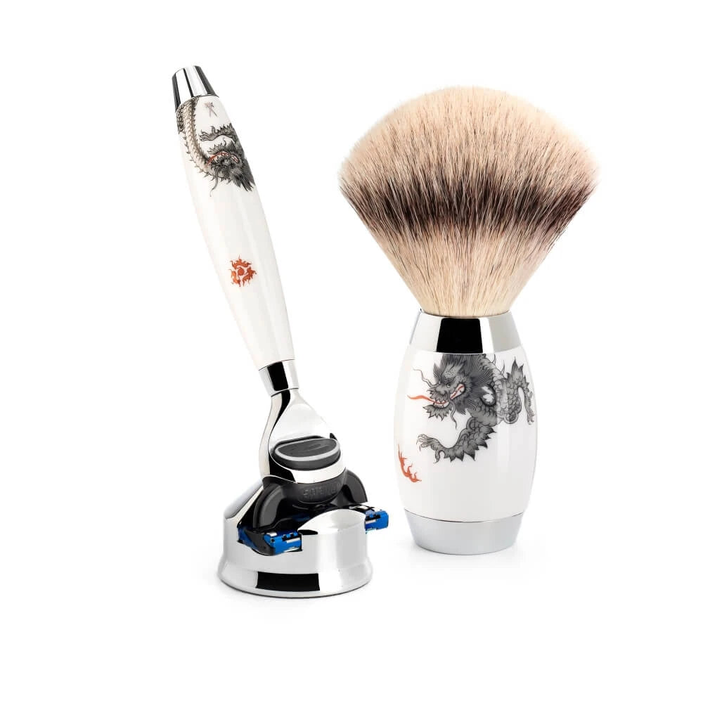 Mühle Shaving Meissen Porcelain Barbersæt Med Fusion Skraber Silvertip Fibreâ Barberkost Og Holder Til Skraber Porcelæn